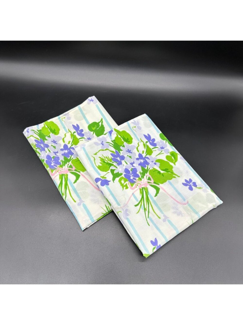 Vintage Pillowcases Purple Posies Flower Bouquets JP Steven’s USA Tastemaker 80s